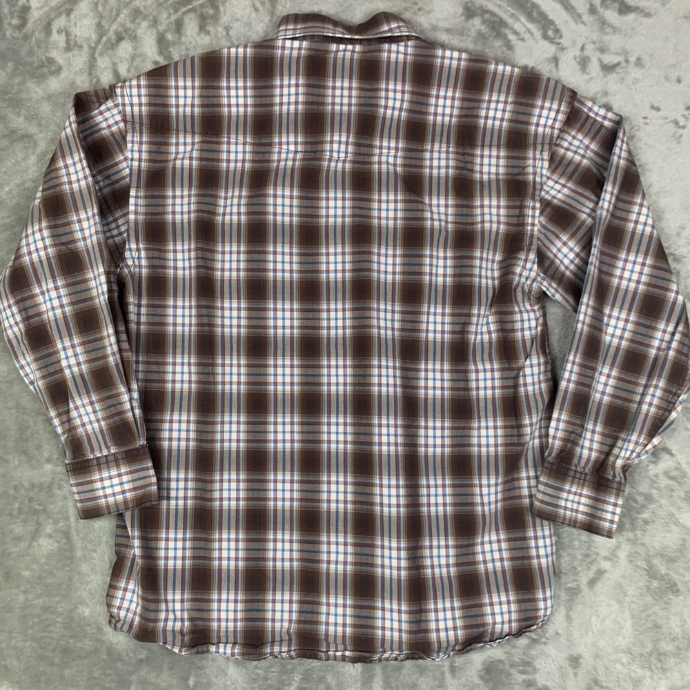 Rough Stock by Panhandle Western Pearl Snap Shirt Boys M 10 Brown Plaid Cowboy - Picture 5 of 9